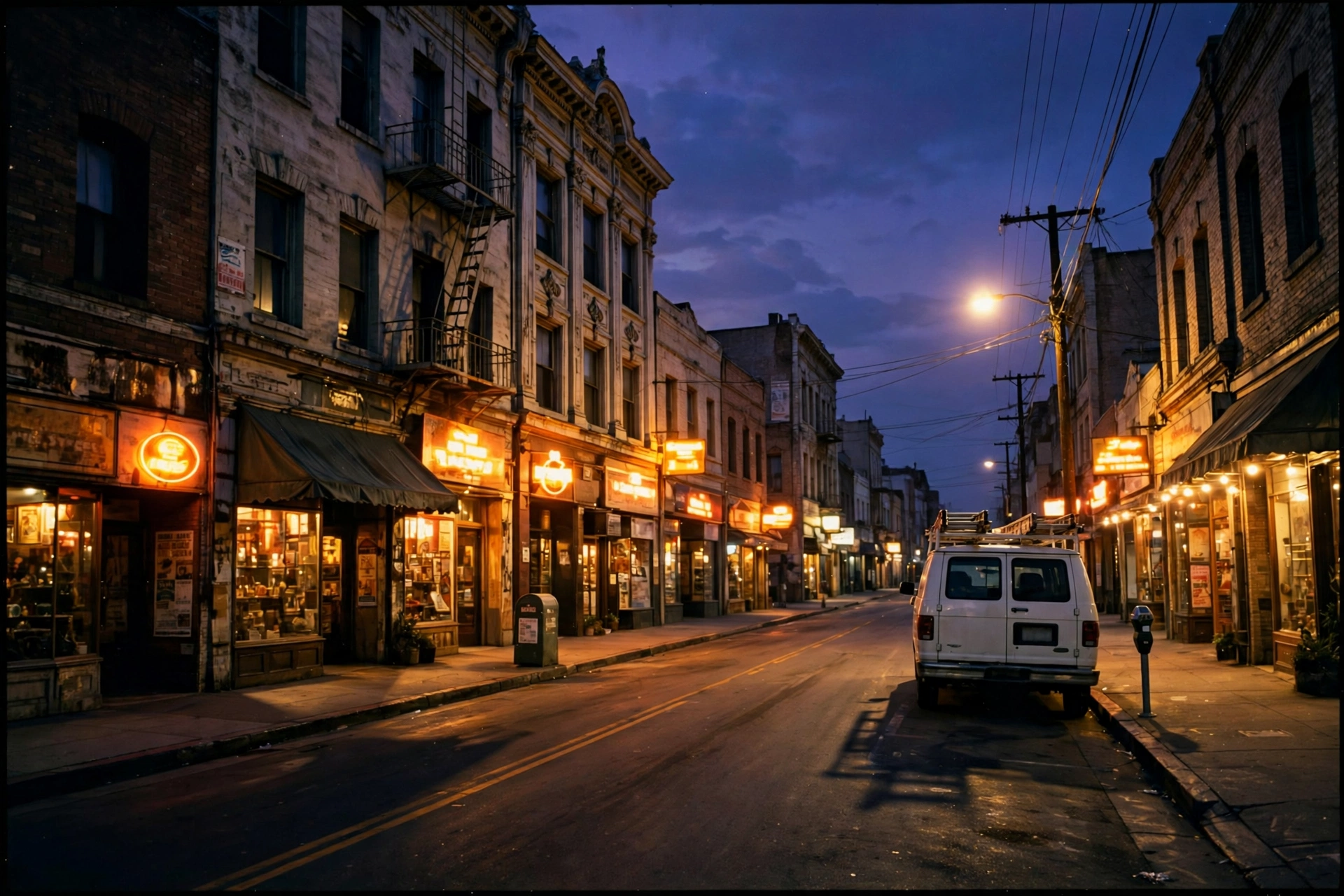South Hill Street in Downtown Los Angeles at dusk